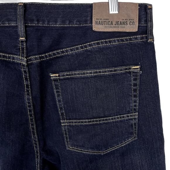 Nautica Dark Wash Relaxed Fit Jeans 36x33 Preppy Classic - Picture 4 of 5